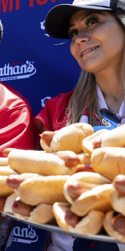 Joey Chestnut is favored to win his 16th Nathan's hot dog eating contest.