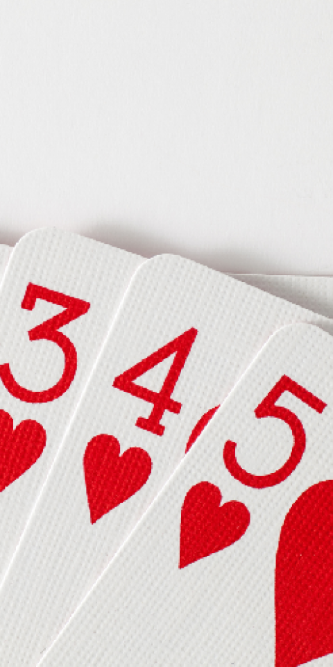Razz poker ace through five of hearts
