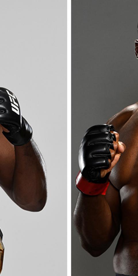 Francis Ngannou (right) is the favorite in the Ngannou vs Jones odds.