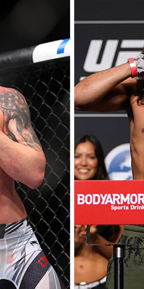 Colby Covington (left) is favored in the Covington vs Masvidal (right) odds.
