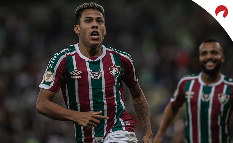 Jogadores do Fluminense comemoram gol no Brasileirão Série A