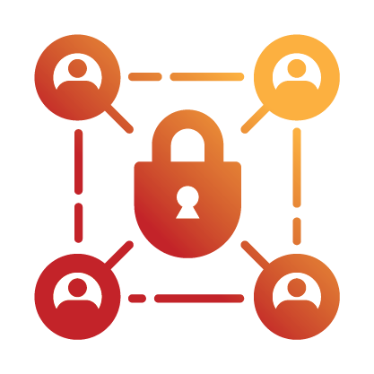Lock surrounded by peer to peer network describing Bitcoin security