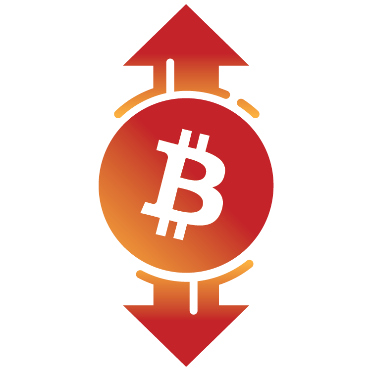 Bitcoin symbol showing up and down arrows, describing higher limits.