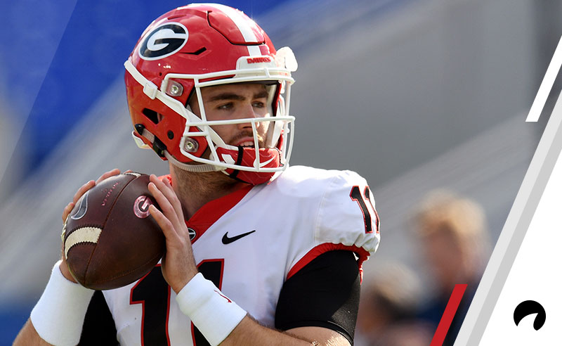 Georgia Bulldogs quarterback Jake Fromm (11) warms up for the SEC college football game between the Georgia Bulldogs and the Kentucky Wildcats on November 3, 2018, at Kroger Field in Lexington, Kentucky