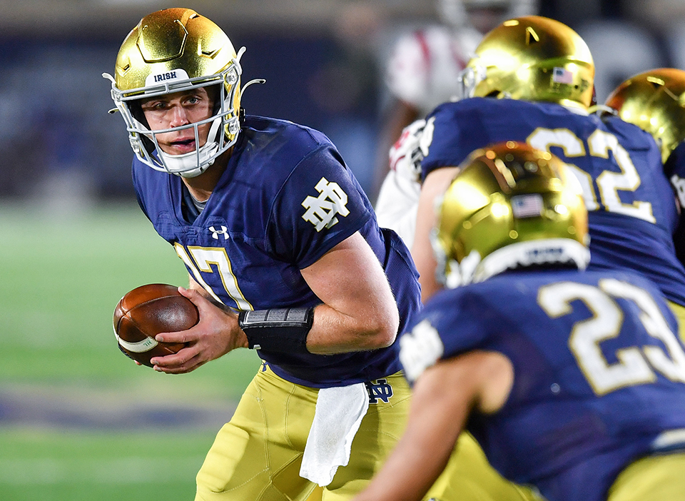 Jack Coan and the Fighting Irish are favored over the Cavaliers in Notre Dame-Virginia betting odds.