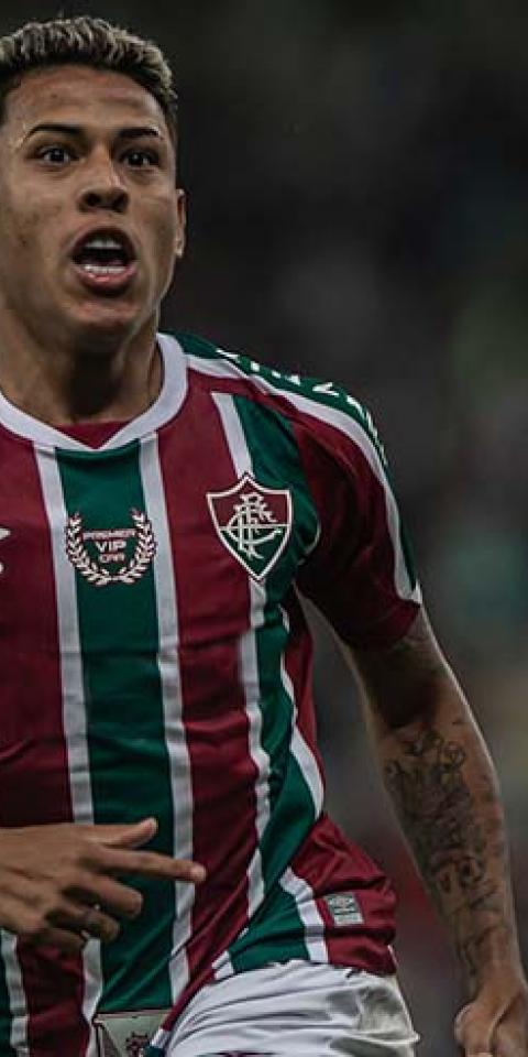 Jogadores do Fluminense comemoram gol no Brasileirão Série A