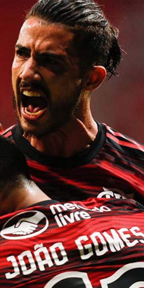Jogadores do Flamengo comemoram gol marcado pela Série A do Brasileirão