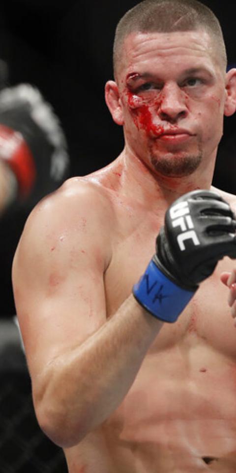 Imagen de Nate Díaz durante un combate. Cuotas y pronósticos del UFC 249: Chimaev vs Diaz.
