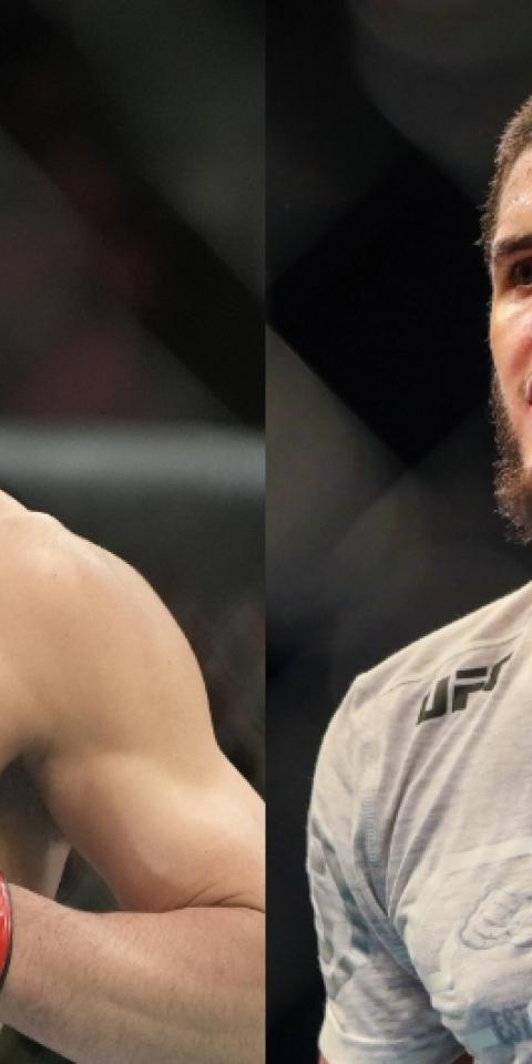 Islam Makhachev (right) is a heavy favorite in the UFC 284 odds