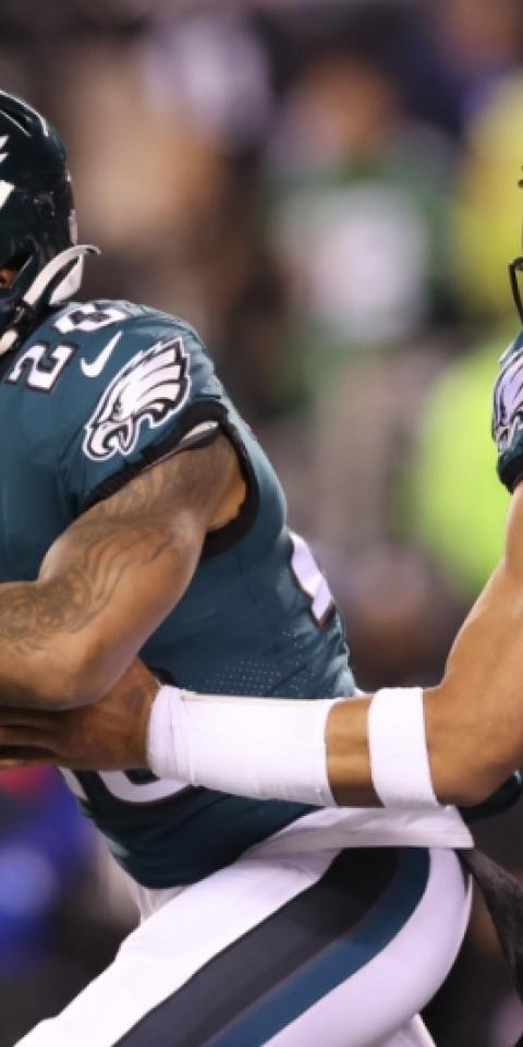 Miles Sanders (left) is a reason why the Eagles will win Super Bowl 57.