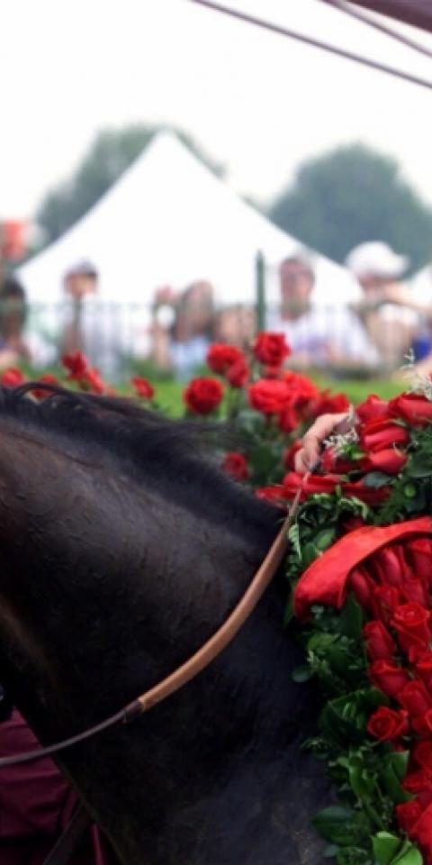 Jockey Kent Desormeaux rode Fusaichi Pegasus to victory in the 126th Kentucky Derby in May 2000.