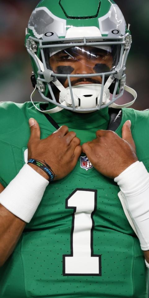 Jalen Hurts proving he's better on one knee than most on two. Eagles vs. Commanders Betting Preview