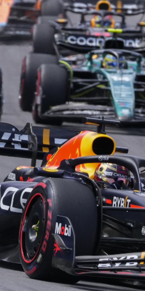 Red Bull Driver Max Verstappen racing in Brazil F1