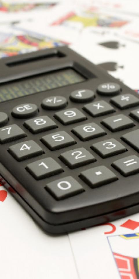 A calculator is shown to help bettors figure out the best odds for Texas Hold'em.