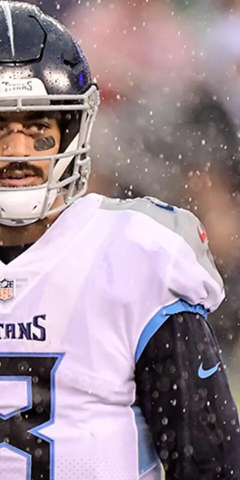 Marcus Mariota #8 of the Tennessee Titans looks on against the New York Giants at MetLife Stadium on December 16, 2018 in East Rutherford, New Jersey.