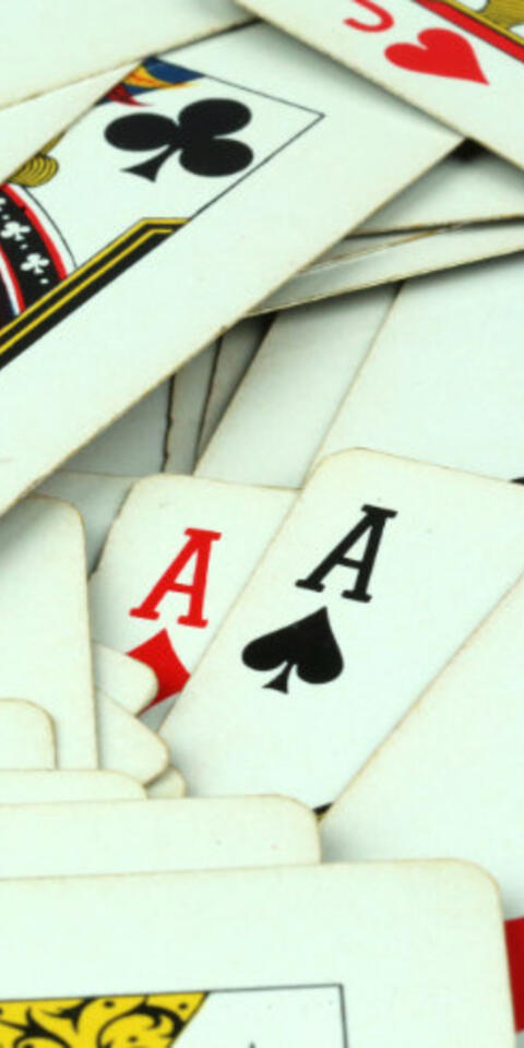 A range of different poker hands.