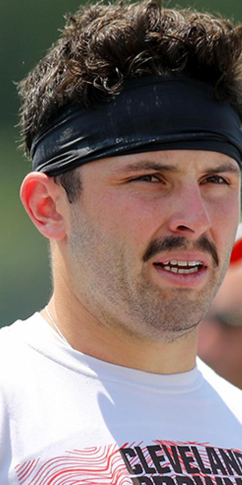 Baker Mayfield Rocks a Mustache at Browns Training Camp