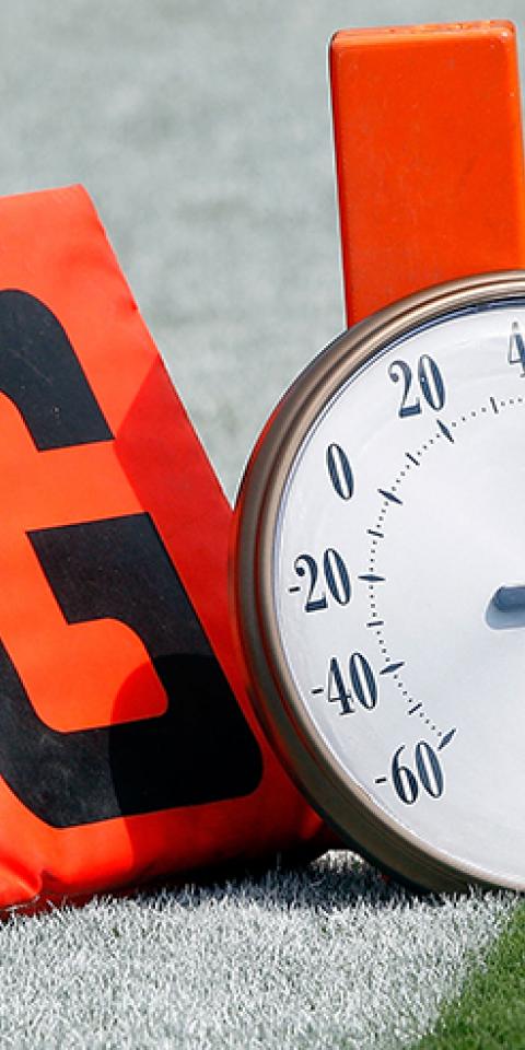 A thermometer on a football field could help you win when looking at Weather Odds