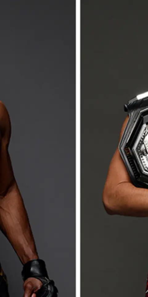 Kamaru Usman and Jorge Masvidal pose in photoshoots