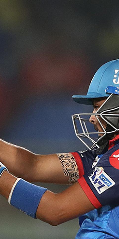 Prithvi Shaw of the Delhi Capitals bats during the Indian Premier League IPL Qualifier Final match between the Delhi Capitals and the Chennai Super Kings at ACA-VDCA Stadium on May 10, 2019 in Visakhapatnam, India.