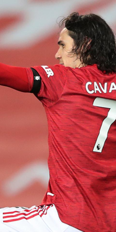 Edinson Cavani celebra un gol en el partido previo al próximo Manchester United Vs West Ham de la FA Cup