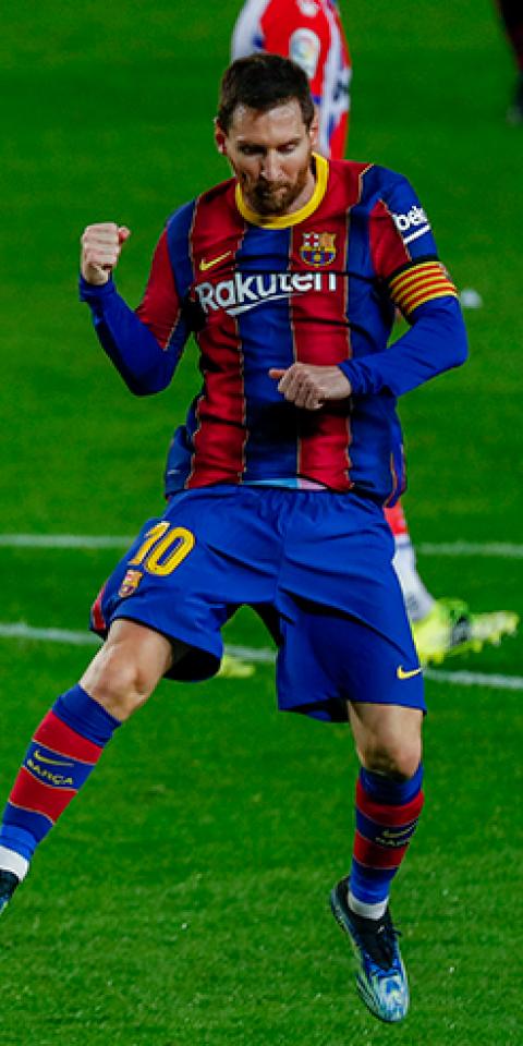 Lionel Messi celebra un gol marcado justo en el partido anterior al próximo Barcelona Vs PSG de la Champions League.