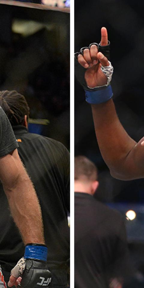 Francis Ngannou (right) is the favorite in the UFC 260 odds for Miocic vs Ngannou