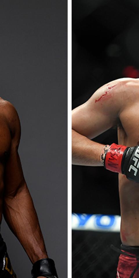 Kamaru Usman (left) is favored in the UFC 261: Usman vs Masvidal 2 odds.