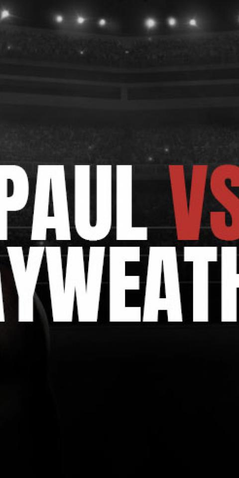 Logan Paul (right) vs Floyd Mayweather (left) odds have been released, with the pair scheduled for a boxing match on June 6. 