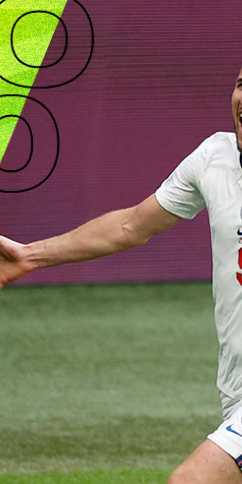 Harry Kane celebra un gol en la Euro 2020. Conoce las cuotas y los pronósticos del Ucrania vs Inglaterra
