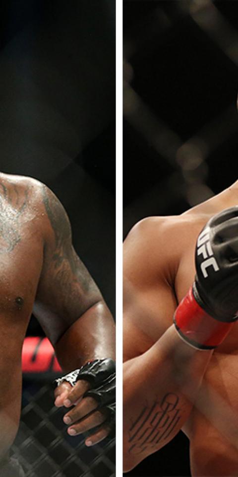 Ciryl Gane (right) is favored in the UFC 265 odds between Lewis (left) and Gane.