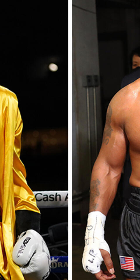 Mike Tyson (right) is favored in the Jake Paul (left) vs Mike Tyson odds.
