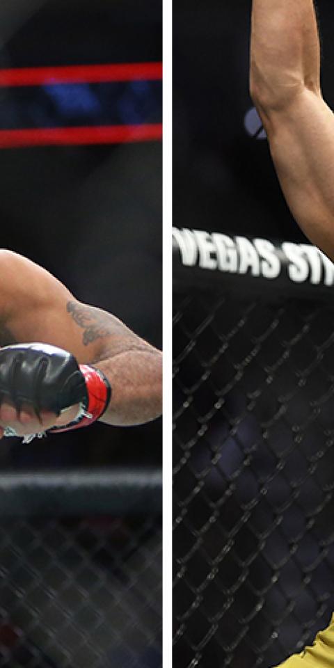 Rob Font (left) is favored in the Font vs Aldo (right) odds.