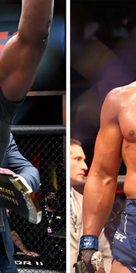 Ciryl Gane (derecha) se presenta como favorito en las cuotas de Ngannou (izquierda) vs Gane.