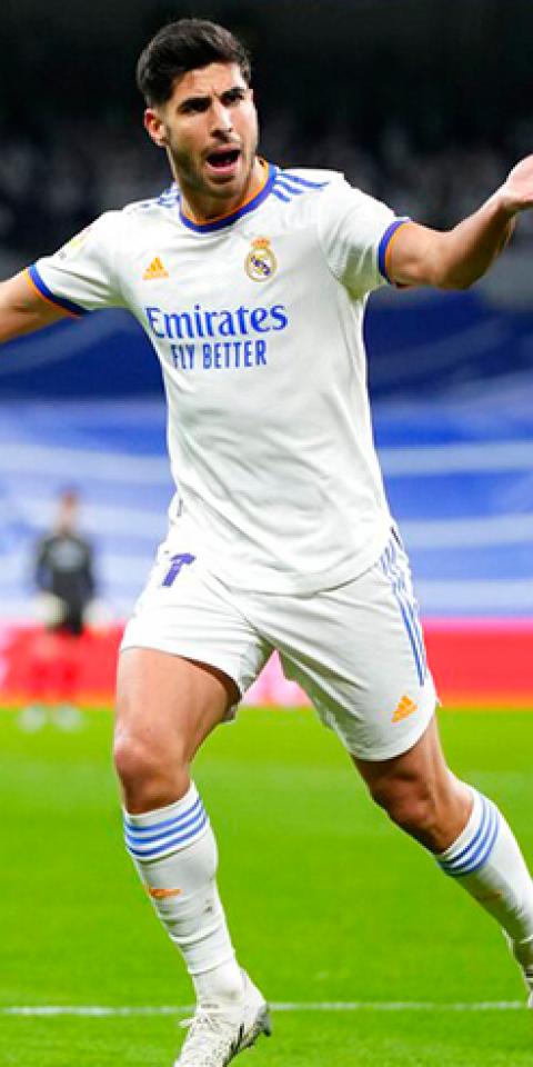 Marco Asensio celebra un gol en LaLiga. Conoce las cuotas y los pronósticos del Villarreal Vs Real Madrid.