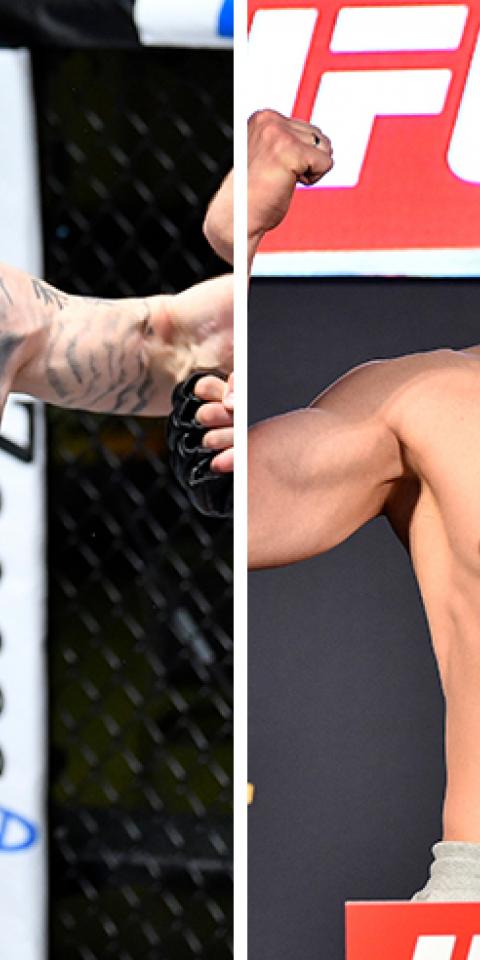 Tom Aspinall (left) is favored in the Volkov vs Aspinall odds for this week's UFC Fight Night.