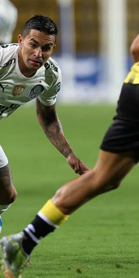 Palpite Palmeiras x I. Petrolero: O jogador Dudu, do Palmeiras, em jogo contra a equipe do Deportivo Táchira.