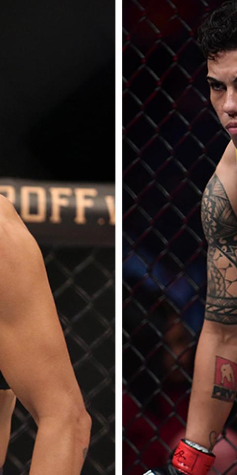Jessica Andrade (right) is favored in the Lemos (left) vs Andrade odds
