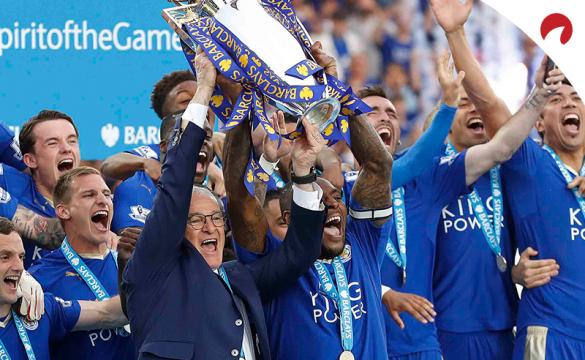 Leicester City team lifting EPL trophy marks one of the Biggest Upsets in Sports Betting History.