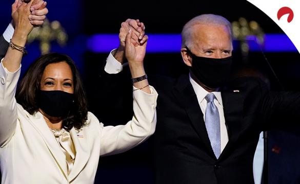 Joe Biden (right) and Kamala Harris (left) are the two favorites in the 2024 Democratic Nominee odds.