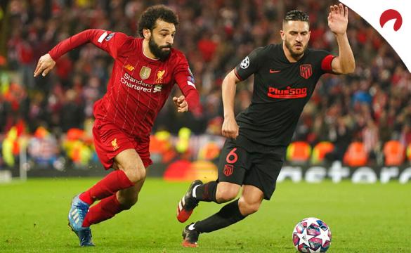 Salah (izq) y Koke (der) disputan un balón en la Champions League. Conoce las cuotas del Atlético de Madrid Vs Liverpool