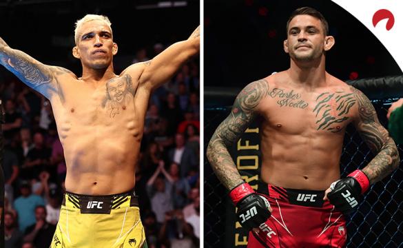 Dustin Poirier (right) is favored in the Oliveira (left) vs Poirier fight in the UFC 269 odds.