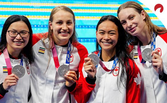 Canadian Women's swimming team is featured as increase in Women at the Olympic Games.
