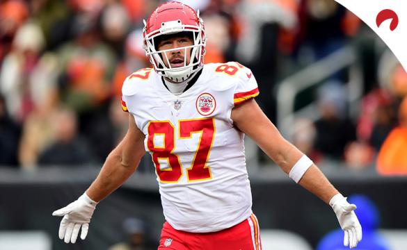 Travis Kelce is the top pick for our playoff touchdown scorer bet.