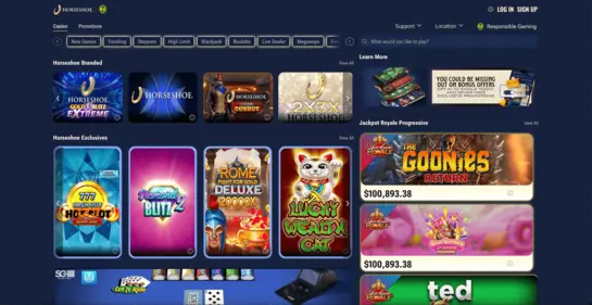 Horseshoe Online Casino Homepage Screenshot